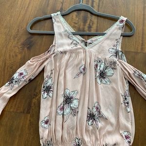 Cold Shoulder, Flowered Blouse